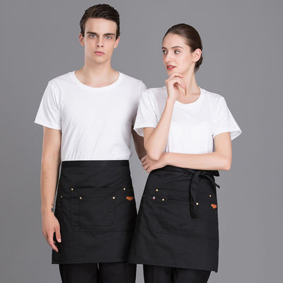 Polyester-Baumwolle-Mischung Halb-Taille-Schürze mit Denim-Material und Custom-Logo-Druck