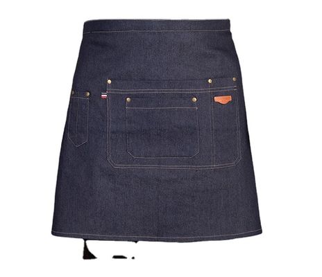 Polyester-Baumwolle-Mischung Halb-Taille-Schürze mit Denim-Material und Custom-Logo-Druck