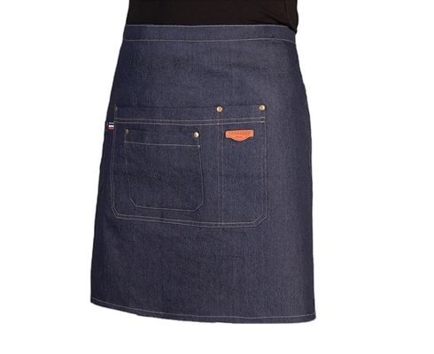Polyester-Baumwolle-Mischung Halb-Taille-Schürze mit Denim-Material und Custom-Logo-Druck