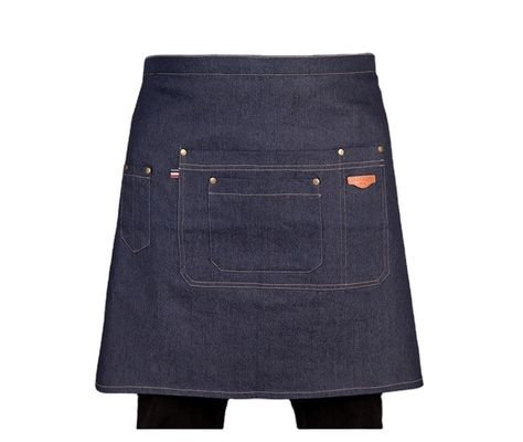 Polyester-Baumwolle-Mischung Halb-Taille-Schürze mit Denim-Material und Custom-Logo-Druck