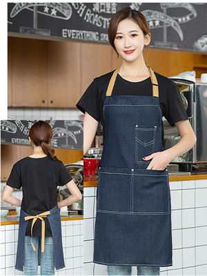 Custom Logo gedruckte Baumwolle Denim Bib Schürze ideal für geschäftige Restaurant Bar Umgebungen