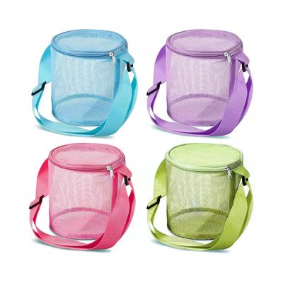 3D-Kreislauf-Sandgräber-Spielzeug-Storage-Tasche Custom Logo Mesh Shell Sammeltaschen für Strand Spaß