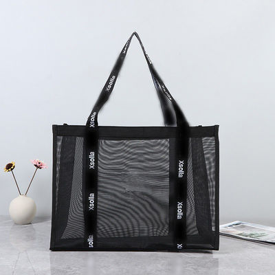 Custom Logo Tote Bag Großer Markt Lebensmittelkäufer Geschenk Strandnetz Nylon Mesh Einkaufen