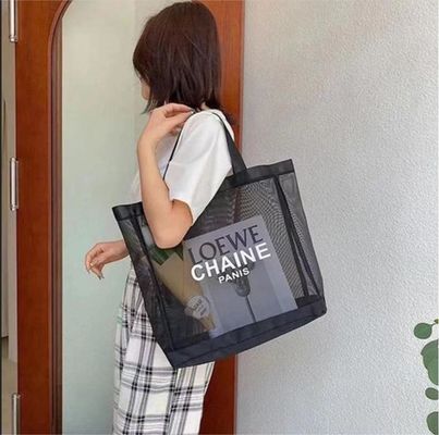 Custom Logo Tote Bag Großer Markt Lebensmittelkäufer Geschenk Strandnetz Nylon Mesh Einkaufen