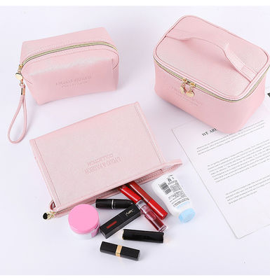 Briefmuster Samt Kosmetik Tasche Set von 3 für Frauen Reise Schönheit Reißverschluss Organisator