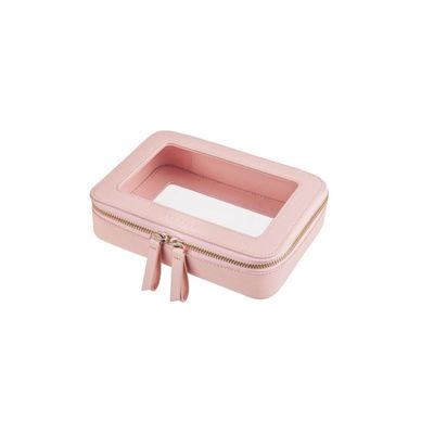 Rosa Leder-Kosmetikbeutel mit akzeptablen OEM/ODM- und Solid-Pattern-Typen