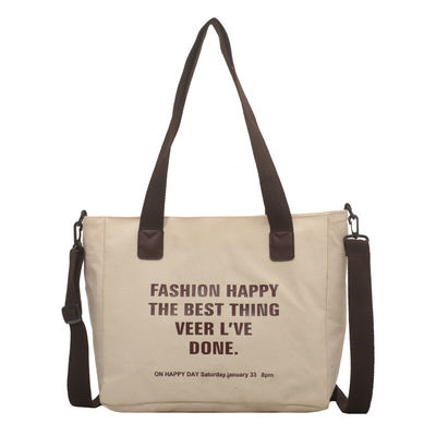 Custom Logo Letter Baumwolle Leinwand Tote Tasche mit Polyester-Bindung und große Kapazität