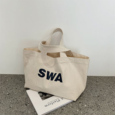 Eco Custom Große Leinwand Tote Bag Cross Body Baumwolltasche mit Tasche und Reißverschluss