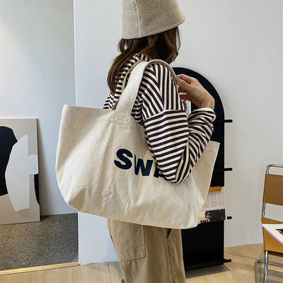 Eco Custom Große Leinwand Tote Bag Cross Body Baumwolltasche mit Tasche und Reißverschluss