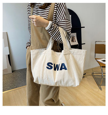 Eco Custom Große Leinwand Tote Bag Cross Body Baumwolltasche mit Tasche und Reißverschluss