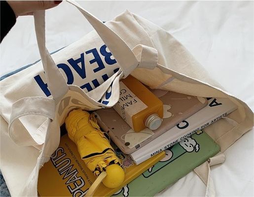 Offene Schließung Verdickter recycelbarer einfacher Baumwoll-Leinwand-Shopping-Tote-Tasche mit individuell gedrucktem Logo