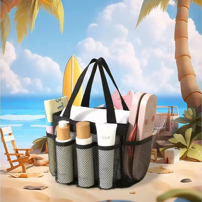 Sommer Essential Mesh Beach Tote Bag mit mehreren Taschen und individueller Farbe