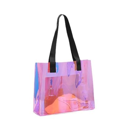 Custom Logo Transparente Wasserdichte Neon Süßigkeiten Farbe PVC Tote Tasche für Werbung