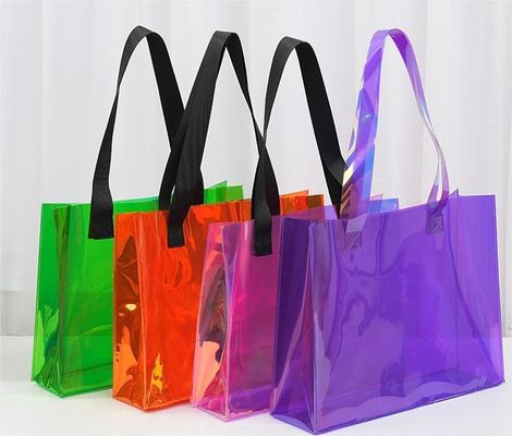 Custom Logo Transparente Wasserdichte Neon Süßigkeiten Farbe PVC Tote Tasche für Werbung