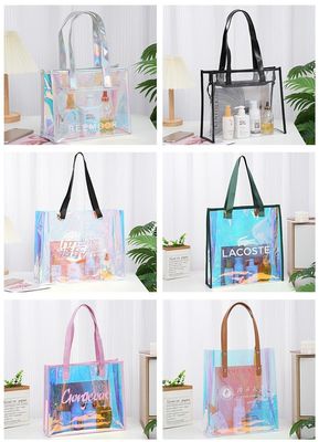 Custom Logo Transparente Wasserdichte Neon Süßigkeiten Farbe PVC Tote Tasche für Werbung