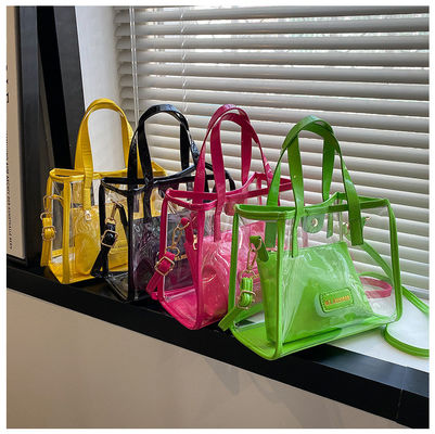 Naylon-Verschluss Akzeptabel OEM/ODM Offene PVC-Tote-Einkaufstaschen mit farbigem Griff