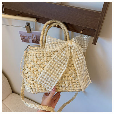 2024 Schultertaschen Tote-Tasche Mexiko Französisch Korb Strohstroh Weave Beach-Taschen Frauen gestreift