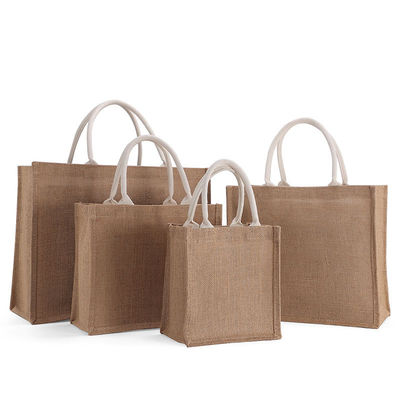 Mode Damen Linnen Handtasche Wiederverwendbares Reisehandgriffe Tote Jute Tasche zum Geschenkeinkaufen