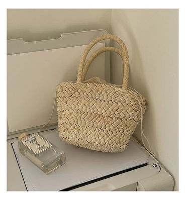 Handgestaltete Mode Damen große Kapazität Strandstroh Handtasche Gewebte Strick-Hochzeigtot Polyester