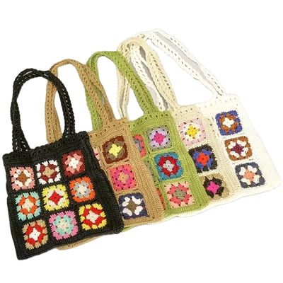 OEM/ODM Akzeptabel Häkeln Frauen Schultertaschen Großmutter Quadrat Tote Tasche gestrickte Handtaschen