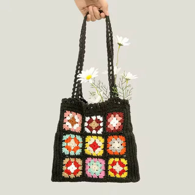 OEM/ODM Akzeptabel Häkeln Frauen Schultertaschen Großmutter Quadrat Tote Tasche gestrickte Handtaschen