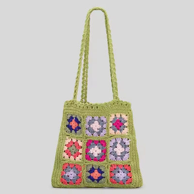 OEM/ODM Akzeptabel Häkeln Frauen Schultertaschen Großmutter Quadrat Tote Tasche gestrickte Handtaschen