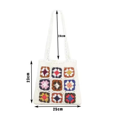 OEM/ODM Akzeptabel Häkeln Frauen Schultertaschen Großmutter Quadrat Tote Tasche gestrickte Handtaschen