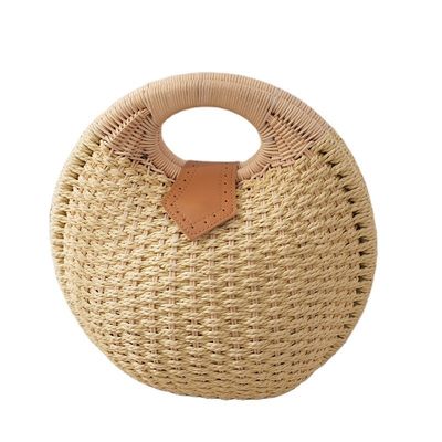 Frauen Sommer Natur Raffia Strohbeutel Schal Form Rattan Stroh Tote für Strandurlaub