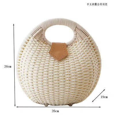Frauen Sommer Natur Raffia Strohbeutel Schal Form Rattan Stroh Tote für Strandurlaub
