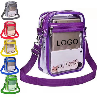 Durchsichtige PVC-Kreuzkörper-Messenger-Tasche unterschiedliche Farbe Durchsichtige Schulterbeutel