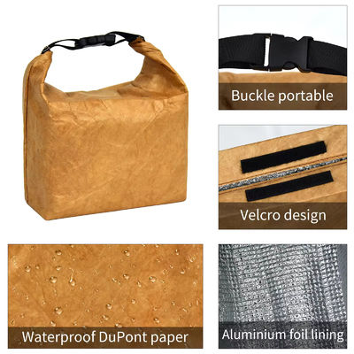 Isolierte Lebensmittelthermische Aluminiumfolie Dupont Tyvek Kraftpapier Lunch-Cooler-Tasche mit Griff in kundenspezifischem Druck