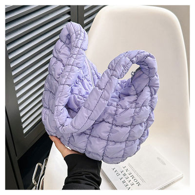 Customized Farbe Winter Baumwolle gepolstert Quilted Sling Down Tote Tasche für Frauen im Winter