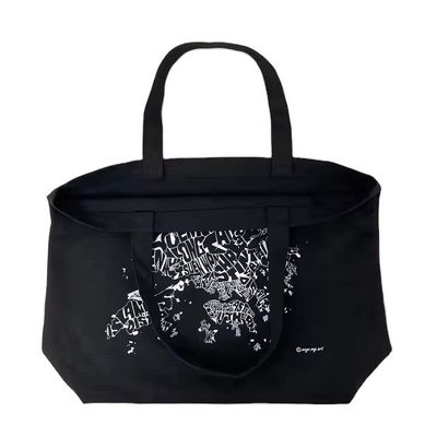 12 Oz schwarze Leinwand-Tote-Tasche für Luxus-Shopping