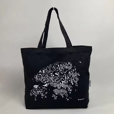 12 Oz schwarze Leinwand-Tote-Tasche für Luxus-Shopping