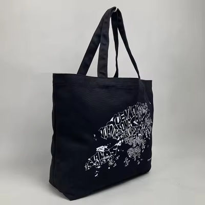 12 Oz schwarze Leinwand-Tote-Tasche für Luxus-Shopping