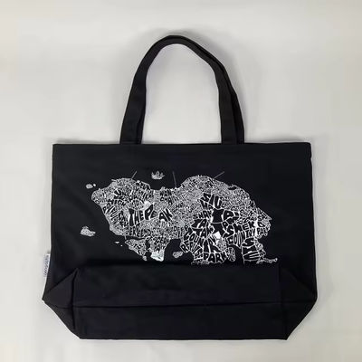 12 Oz schwarze Leinwand-Tote-Tasche für Luxus-Shopping