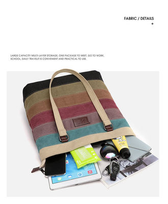 Vintage-Block-Tote-Tasche mit Streifenfarbe für den Einkauf und die Reise