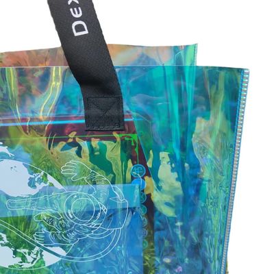 Klarer Einkaufs-Transparent Jelly Laser Irisescent PVC Tote Bag mit gedrucktem Custom Logo