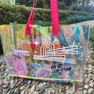 Klarer Einkaufs-Transparent Jelly Laser Irisescent PVC Tote Bag mit gedrucktem Custom Logo