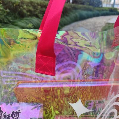 Klarer Einkaufs-Transparent Jelly Laser Irisescent PVC Tote Bag mit gedrucktem Custom Logo