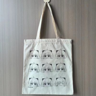 Custom Printed Logo Damen Leinwand Baumwolle Tote-Taschen mit Soft-Loop-Stil und mittlere Größe
