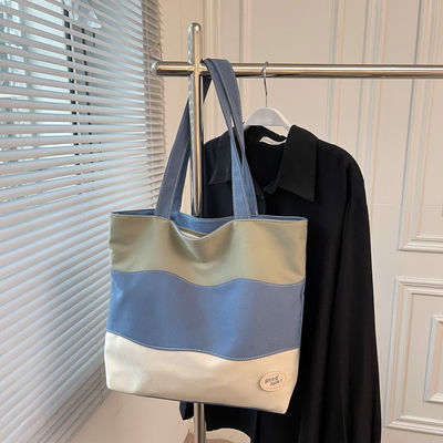 Einkaufsschiff Strand Bodenform Obergriff Handtasche gestreifte Tote-Taschen Öko-freundliche Baumwolle Leinwand