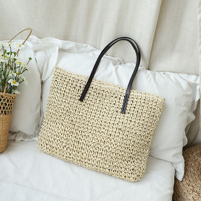 Customized Farbe Frauen Schulternetz Große Handtasche Stroh Strand Tote Tasche für das tägliche Leben