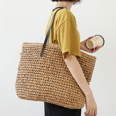 Customized Farbe Frauen Schulternetz Große Handtasche Stroh Strand Tote Tasche für das tägliche Leben