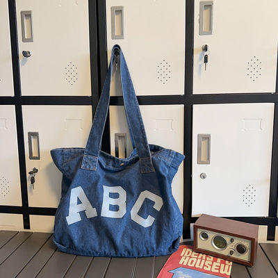 Custom Printing Denim Woven Beach Bag mit Soft-Loop-Stil und OEM/ODM-Akzeptanz
