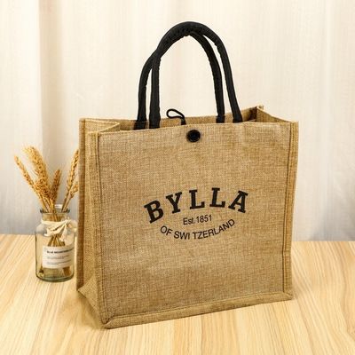 Custom Small Burlap Jute Tote Bag für den Einkauf kundenspezifische Farbe und OEM / ODM akzeptabel