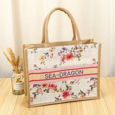 Custom Small Burlap Jute Tote Bag für den Einkauf kundenspezifische Farbe und OEM / ODM akzeptabel