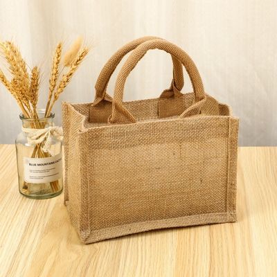 Custom Small Burlap Jute Tote Bag für den Einkauf kundenspezifische Farbe und OEM / ODM akzeptabel