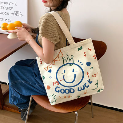 Neueste Modestyl Customized Logo Baumwolle Leinwand Tote Tasche mit Reißverschluss Promotion