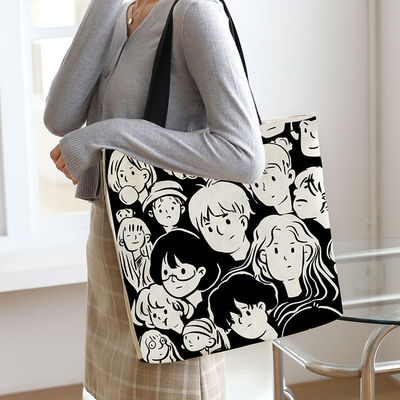 Neueste Modestyl Customized Logo Baumwolle Leinwand Tote Tasche mit Reißverschluss Promotion